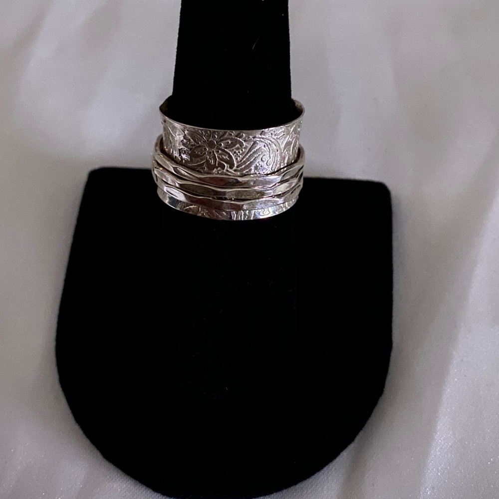 Wide Sterling Silver Meditation Cuff Ring